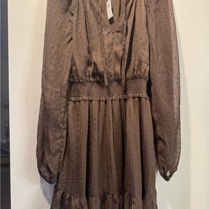 Old Navy Chocolate Brown Pleated Dress